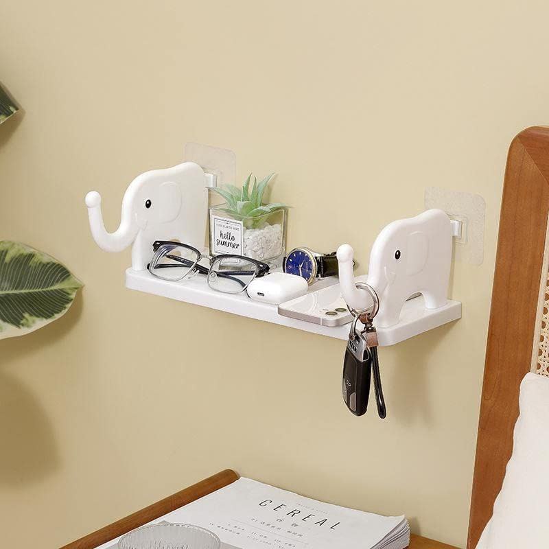 Cute Elephant Wall Shelf with Hooks
