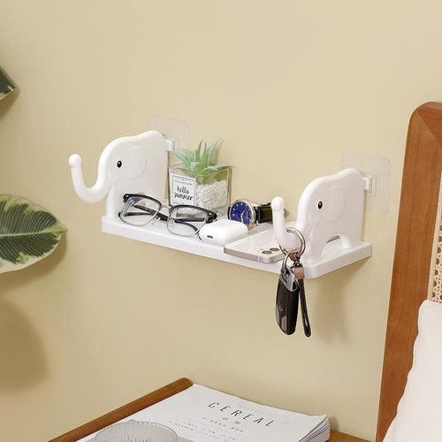Cute Elephant Wall Shelf with Hooks