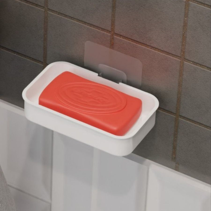 Self-Draining Soap Dish with Adhesive Hook