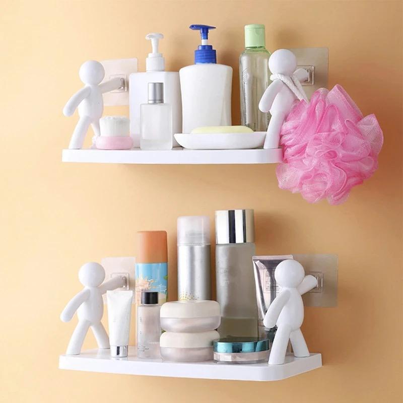 Multi-Purpose Plastic Corner Rack | Self-Adhesive Bathroom Shelf