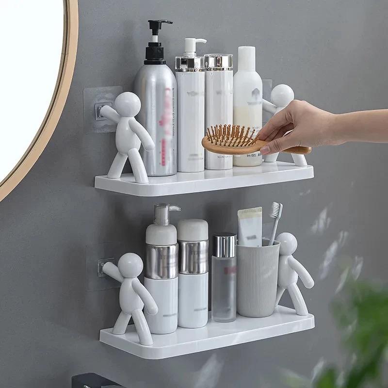 Multi-Purpose Plastic Corner Rack | Self-Adhesive Bathroom Shelf