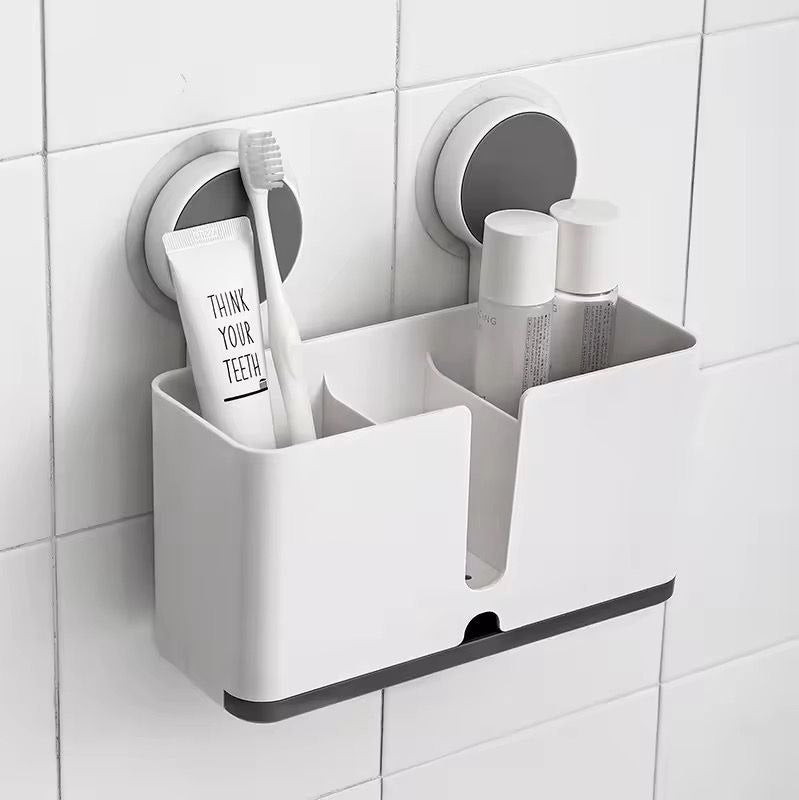 Wall-Mounted Multipurpose Storage Organizer with Suction Cups