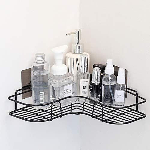 Wall Mounted Black Metal Corner Shelf Rack