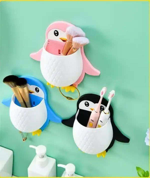 Penguin-Shaped Wall Organizer for Bathroom & Kids Room