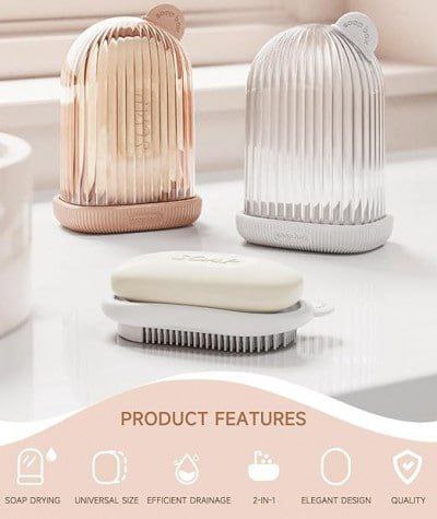 Modern 2-in-1 Soap Case with Silicone Cleaning Brush