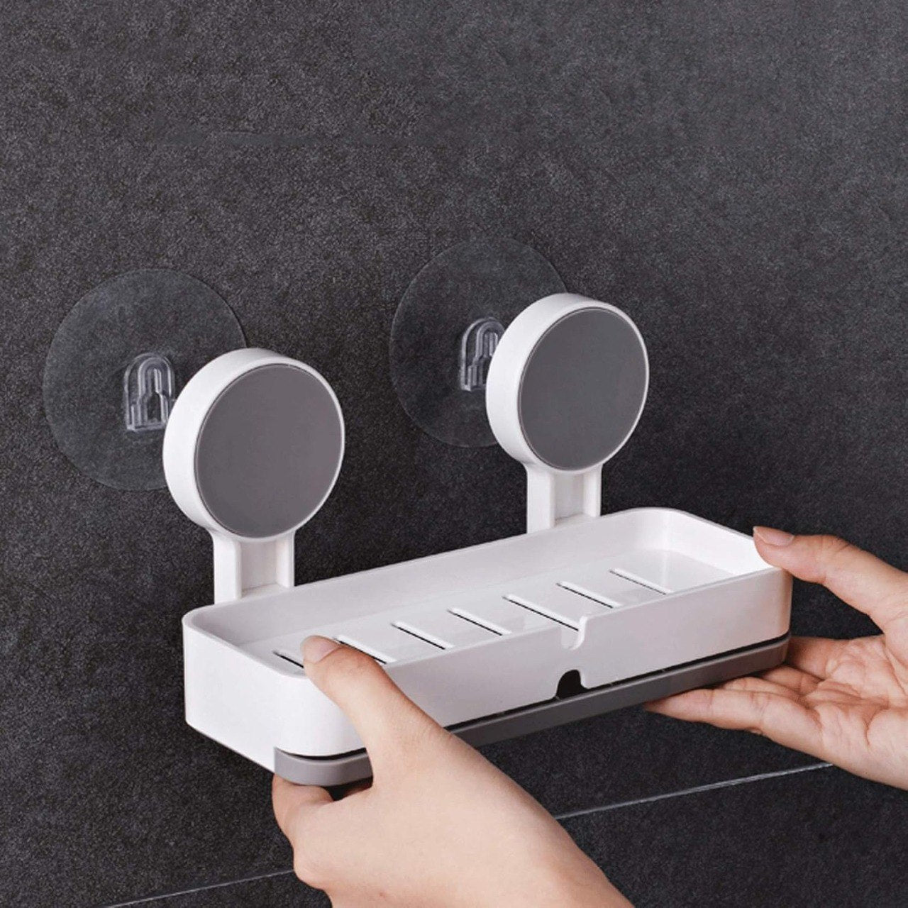 Wall-Mounted Soap Dish Holder with Drainage & Strong Suction Cups