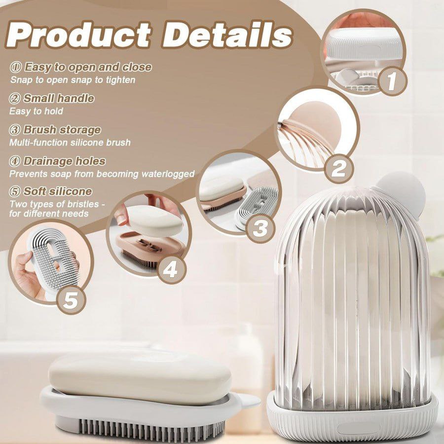 Modern 2-in-1 Soap Case with Silicone Cleaning Brush