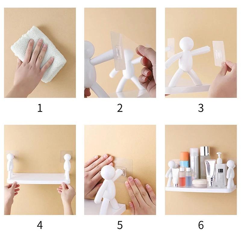 Multi-Purpose Plastic Corner Rack | Self-Adhesive Bathroom Shelf