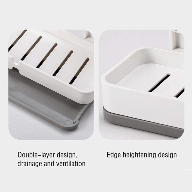 Wall-Mounted Soap Dish Holder with Drainage & Strong Suction Cups
